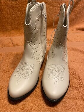 Target White Kids Cowboy Boots with Side Zip